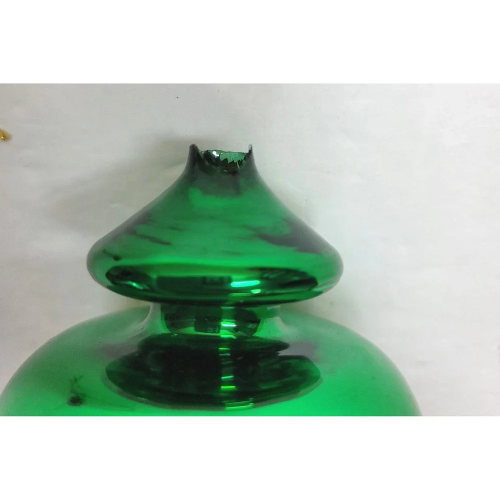 Vintage 1995 Santa's Best European Style Glass Ornaments Red Green Set of 2